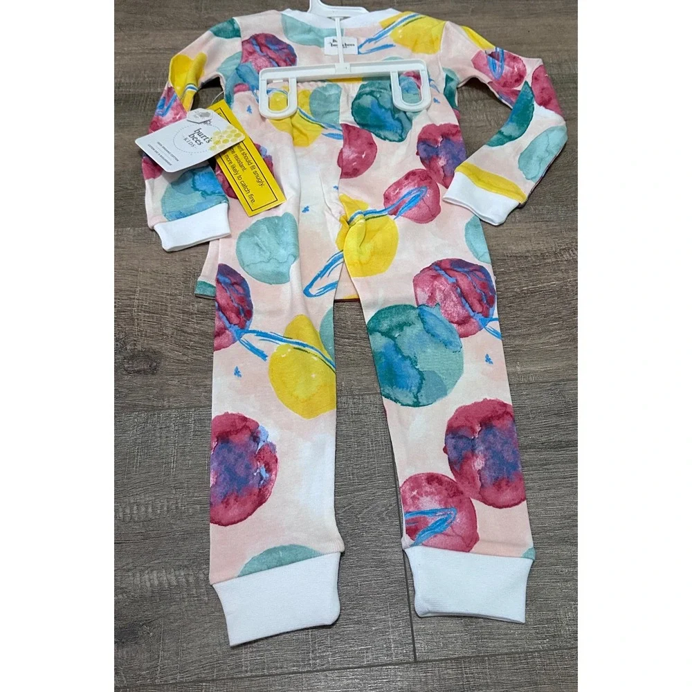 Burt's Bees Kids Organic Cotton Pajamas 3T Snug Fit Space Planet Watercolor Set